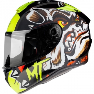 MT integrálna prilba, model Targo Crazydog G3, čierno-bielo-žltá fluo 